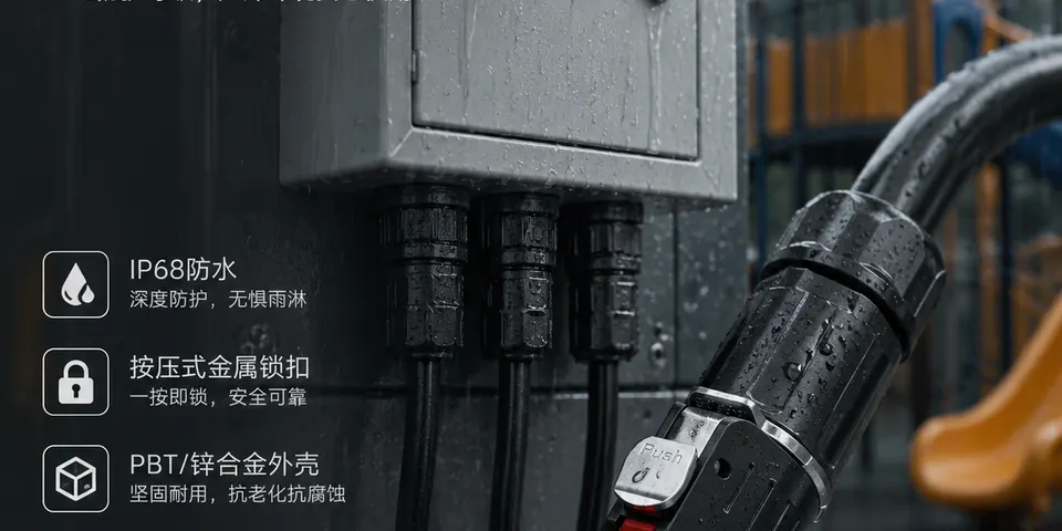 户外游乐设施为什么更需要防水安全连接器？EW-LP32选型要点解析